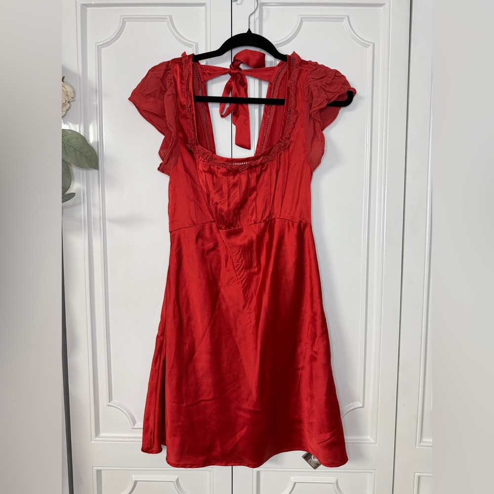 Free People Red Mini Dress with Tie Back